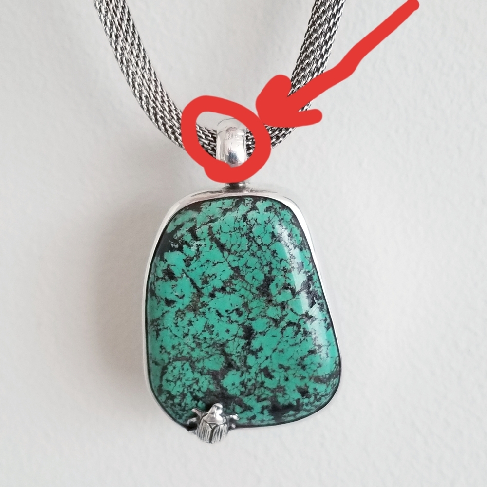 $2195 Stephen Dweck One Of A Kind Turquoise Pendant & Silver Necklace - Picture 11 of 13